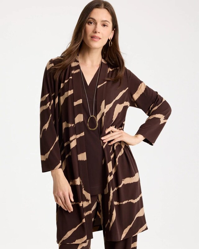Travelers Knit Animal Print Duster Cardigan - image 1